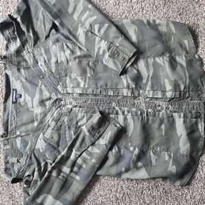 Express Green Camouflage Shirt S NWOT